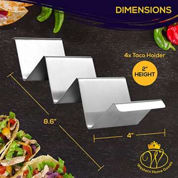 Taco Holder Stand Set of 4 - Dishwasher Safe Taco Rack