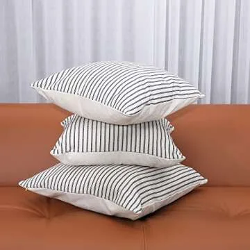Bohemian Khaki and Beige Stripe Pillow Covers Set of 2