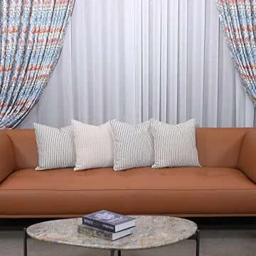 Bohemian Khaki and Beige Stripe Pillow Covers Set of 2