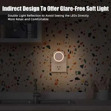 Wazsy LED Night Lights Plug into Wall, Indirect Soft Dimmable Light with Dust to Dawn Sensor, Nightlight for Bathroom,Bedroom,Stairs,Kitchen, Nursery,Hallway,Travel, 4 Packs, Warm White