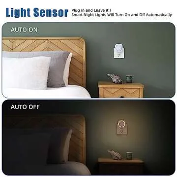 Wazsy LED Night Lights Plug into Wall, Indirect Soft Dimmable Light with Dust to Dawn Sensor, Nightlight for Bathroom,Bedroom,Stairs,Kitchen, Nursery,Hallway,Travel, 4 Packs, Warm White