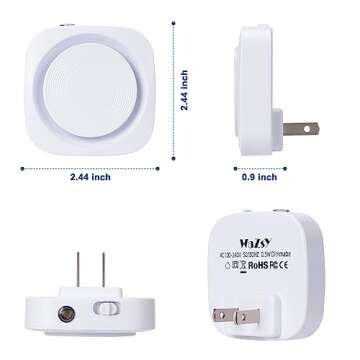 Wazsy LED Night Lights Plug into Wall, Indirect Soft Dimmable Light with Dust to Dawn Sensor, Nightlight for Bathroom,Bedroom,Stairs,Kitchen, Nursery,Hallway,Travel, 4 Packs, Warm White