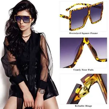 Aodaer 16 Pairs Oversized Square Sunglasses for Women Men Flat Top Fashion Sunglass Retro Vintage Shades Big Sunglasses
