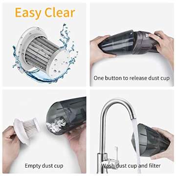 Amoebak Portable Car Vacuum,Cordless Handheld Car Vacuum Cleaner with 120W High Power,6000PA Auto Vacuum Cleaner with USB Rechargeable for Quick Home Office Car Cleaners,Keyboard Cleaning