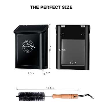 SACREDAY Magnetic Lint Bin for Laundry Room Organization and Storage with Brush, Wall-Mounted Laundry Dryer Lint Bin for Laundry Room Decor, Space-Saving Laundry Trash Can (Black)