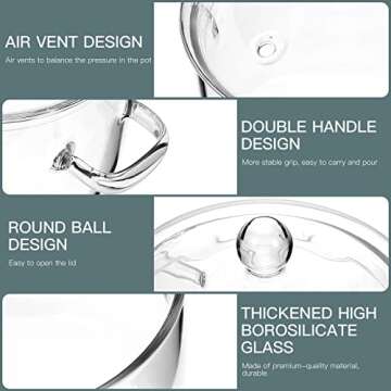 Generic Glass Saucepan with Cover, 64 oz Stovetop Cooking Pot with Lid and Handle Simmer Pot Clear Soup Pot, High Borosilicate Glass Cookware, 22X17CM, B210ZOO0718Z71DJ