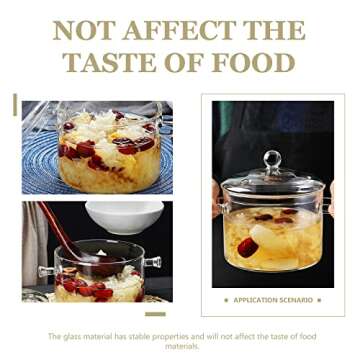 Generic Glass Saucepan with Cover, 64 oz Stovetop Cooking Pot with Lid and Handle Simmer Pot Clear Soup Pot, High Borosilicate Glass Cookware, 22X17CM, B210ZOO0718Z71DJ