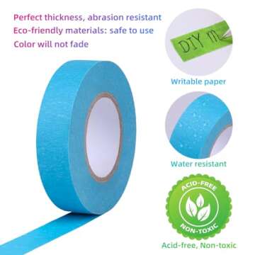 Colored Masking Tape, Rainbow Colors Painters Tape Colorful Craft Art Paper Tape for Kids Labeling Arts Crafts DIY Decorative Coding Decoration Teaching Supplies, 12 Rolls, 0.6Inch Wide x 25Yards Long