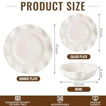 Newtay 12 Pcs Dinnerware Set Include 4 Pcs 11 Inch Dinner Plates 4 Pcs 9 Inch Salad Plates and 4 Pcs...