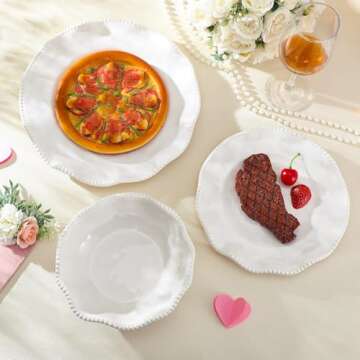 Newtay 12 Pcs Dinnerware Set Include 4 Pcs 11 Inch Dinner Plates 4 Pcs 9 Inch Salad Plates and 4 Pcs 7.5 Inch Bowls for Kitchen, Everyday Use