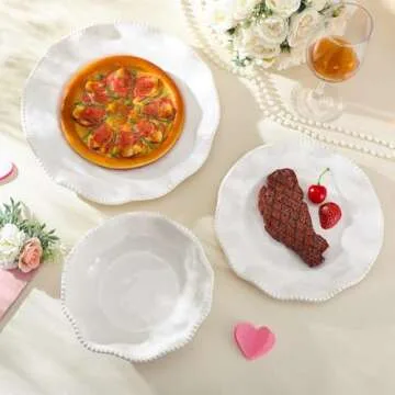 Newtay 12 Pcs Dinnerware Set Include 4 Pcs 11 Inch Dinner Plates 4 Pcs 9 Inch Salad Plates and 4 Pcs 7.5 Inch Bowls for Kitchen, Everyday Use