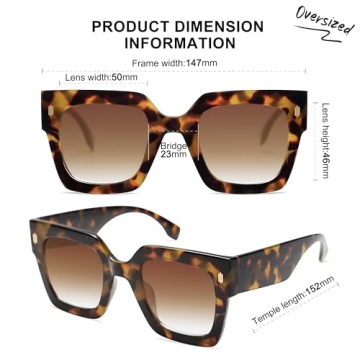 SOJOS Vintage Oversized Square Sunglasses for Women,Retro Womens Luxury Big Large Sun Glasses UV400 SJ2194 Tortoise