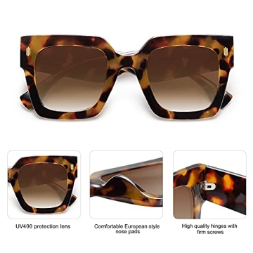 SOJOS Vintage Oversized Square Sunglasses for Women,Retro Womens Luxury Big Large Sun Glasses UV400 SJ2194 Tortoise