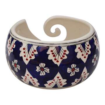 7-Inch Floral Ceramic Yarn Bowl - Perfect for Knitting