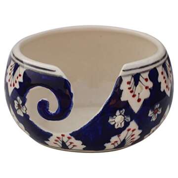 7-Inch Floral Ceramic Yarn Bowl - Perfect for Knitting