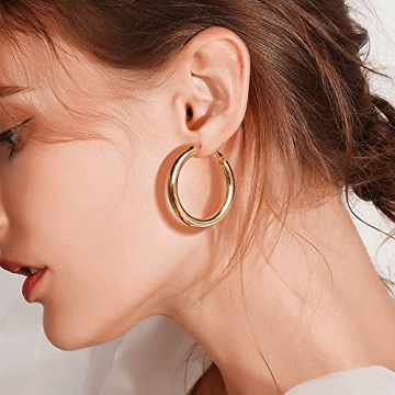 Chunky Gold Hoop Earrings for Women & Girls—14K Gold-Plated