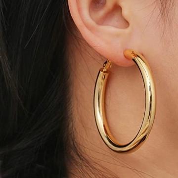Chunky Gold Hoop Earrings for Women & Girls—14K Gold-Plated