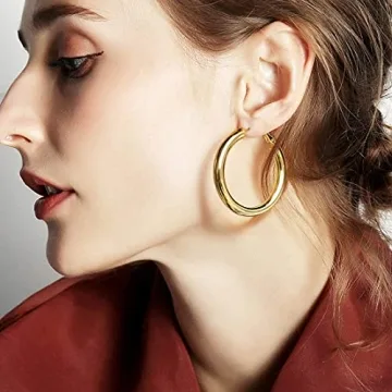 Chunky Gold Hoop Earrings for Women & Girls—14K Gold-Plated