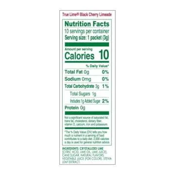 TRUE LIME Black Cherry Limeade Drink Mix (10 Packets) | Made from Real Limes | No Preservatives, No Artificial Sweeteners, Gluten Free | Water Flavor Packets & Water Enhancer with Stevia