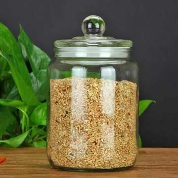 Glass Jars,Candy Jar with Lid For Household,Food Grade Clear Jars - 1/2 Gallon (3 Pack)