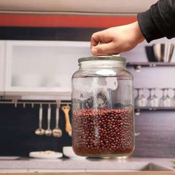 Glass Jars,Candy Jar with Lid For Household,Food Grade Clear Jars - 1/2 Gallon (3 Pack)