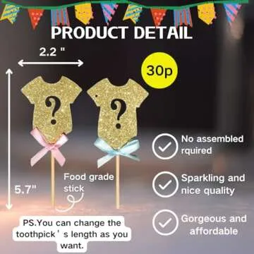 ALISSAR Gender Reveal Cupcake Toppers - 30 Pack Delightful decorations