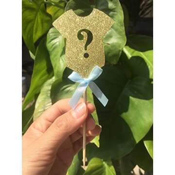 ALISSAR 30-pack Glitter Gender Reveal Cupcake Toppers, Gender Reveal Baby Shower Boy or Girl Party Decoration Supplies