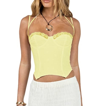Stylish Women's Lace Bustier Crop Tank Top - Y2K Fashion