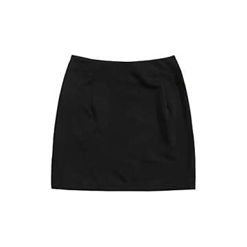 Verdusa Women's Split Hem Zipper Side Bodycon Mini Skirt Black M