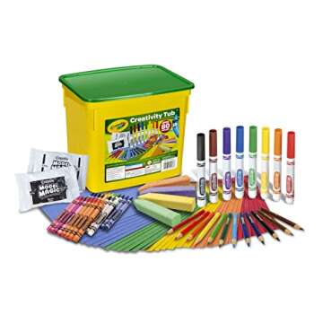 Crayola Creativity Tub, Arts and Crafts, Over 80 Tools, Crayons & Markers, Gifts for Kids