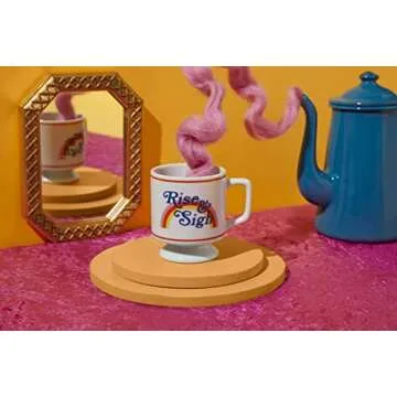 Brass Monkey Rise & Sigh Pedestal Mug from Ceramic Coffee Mug with Plenty of Vintage Charm, Stackable Design, Dishwasher Safe, Coffee Cup with Double-Sided Artwork, Makes a Great Gift!