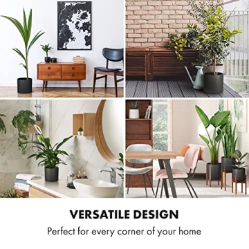 Fox & Fern 8 Inch Planter with Drainage - Lightweight Fiberstone