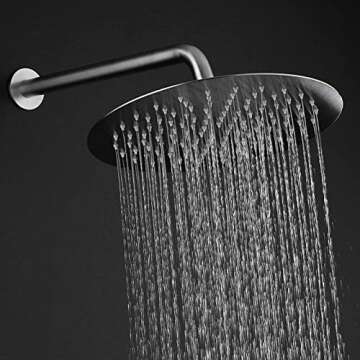 Voolan All Metal Rain Shower Head - High Flow Round Rainfall Showerhead - Waterfall Full Body Coverage - Universal Ceiling or Wall Mount (16 Inch, Chrome)