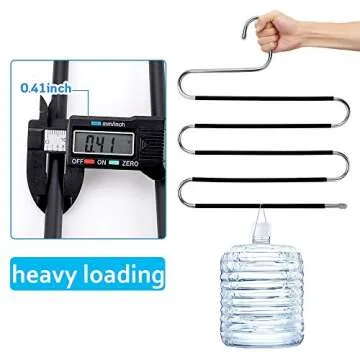 Benavvy 8pcs Pants Hangers S-Type Jeans Trousers Hangers Stainless Steel Clothes Hangers Closet Space Saving for Pants Jeans Scarf Organizer (Black with 10 Clips)