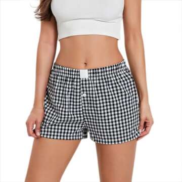 NUFIWI Women Y2k Pajamas Shorts Gingham Cute Pj Short Pants Plaid Lounge Shorts Sleep Bottoms Elasti...