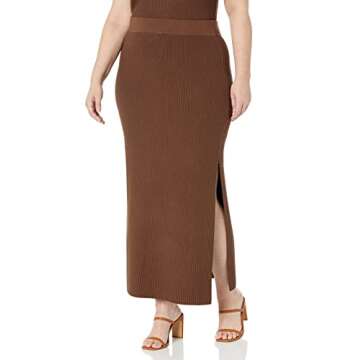 The Drop Women's Tyler Rib Sweater Skirt,Coffee Bean, S