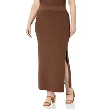 The Drop Women's Tyler Rib Sweater Skirt,Coffee Bean, S