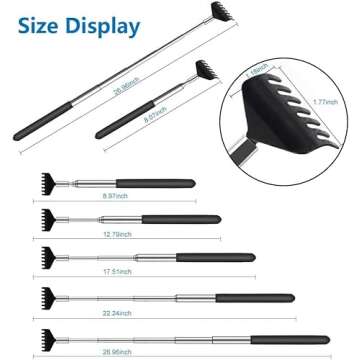 YIMICOO 3 Pack Extendable Back Scratcher, Stainless Steel Portable Telescoping Back Scratchers for A...
