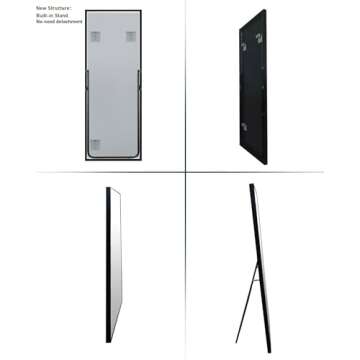 H&A 65"x22" Full Length Mirror Bedroom Floor Mirror Standing or Hanging (Black)