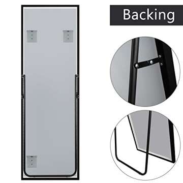 H&A 65"x22" Full Length Mirror Bedroom Floor Mirror Standing or Hanging (Black)