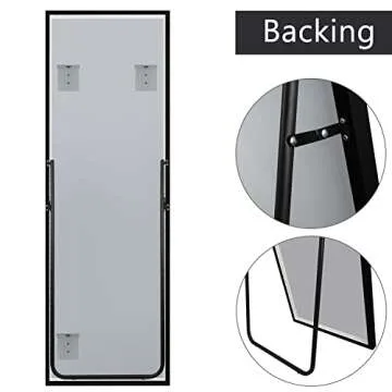 H&A 65"x22" Full Length Mirror Standing and Hanging Black