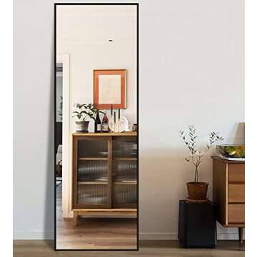 H&A 65"x22" Full Length Mirror Bedroom Floor Mirror Standing or Hanging (Black)