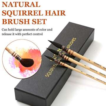 Professional Watercolor Squirrel Hair Paint Brushes by DUGATO, Mop Round Fine Tip Detail Paintbrush ...