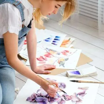 Professional Watercolor Squirrel Hair Paint Brushes by DUGATO, Mop Round Fine Tip Detail Paintbrush Set for Art Painting, Gouache, Fine Detailing, Acrylic, Gouache, Oil (3 Brushes)