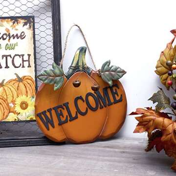 Charming Wood Pumpkin Welcome Sign for Fall Decor