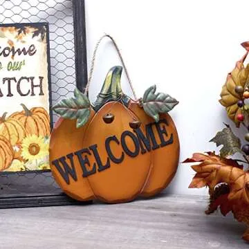 Charming Wood Pumpkin Welcome Sign for Fall Decor
