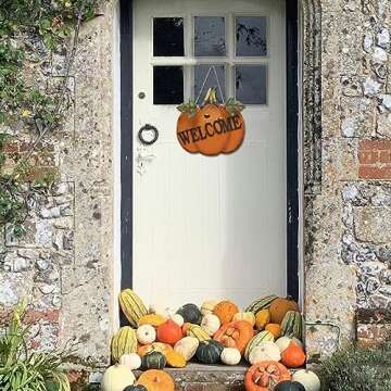 Charming Wood Pumpkin Welcome Sign for Fall Decor