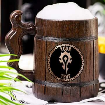 Personalized Wooden Beer Mug for Gifts and Collections