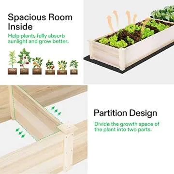 VIVOSUN Wooden Raised Garden Bed, 48 x 24 x 30 Inches, Outdoor Wood Planter Box with Gloves and a Liner, with Trellis for Vine Climbing for Garden, Patio, Balcony, Backyard and Outdoors