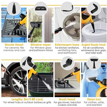 Handheld Steam Cleaner, Pressurized Multi-Surface Steam Cleaner with 11pcs Accessories, Chemical Free Multi-Purpose Steam Cleaners for Home Use, Steamer for Cleaning Floor, Tile, Windows, Couch, Grout